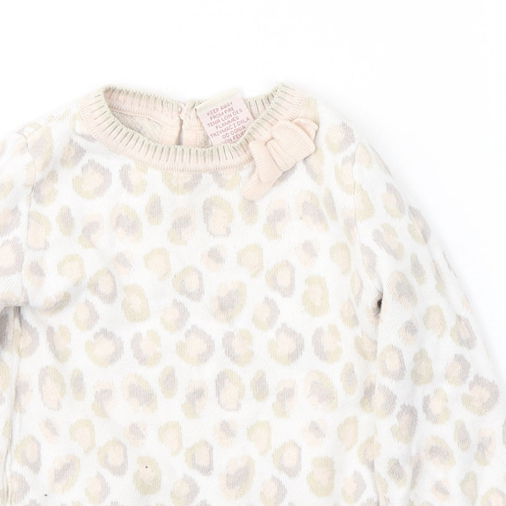 Cynthia Rowley Girls Ivory Animal Print Cotton Tunic Jumper Size 12-18 Months  Pullover