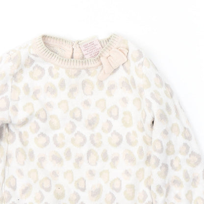 Cynthia Rowley Girls Ivory Animal Print Cotton Tunic Jumper Size 12-18 Months  Pullover