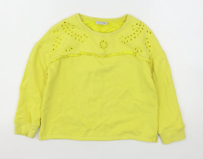 NEXT Girls Yellow  Cotton Pullover Sweatshirt Size 7 Years
