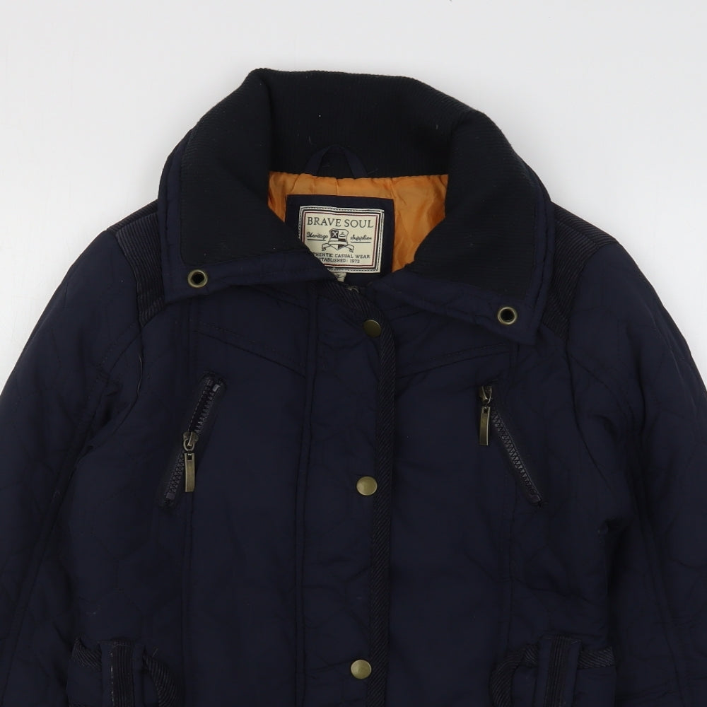 Womens UK Size 8 Brave Soul Blue Quilted Coat