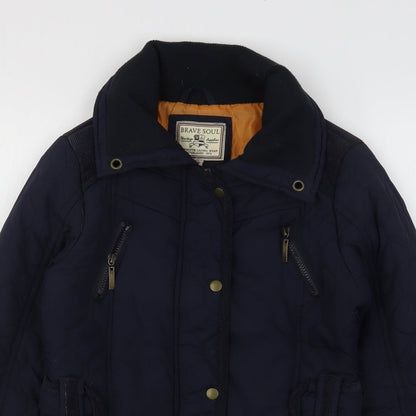 Womens UK Size 8 Brave Soul Blue Quilted Coat