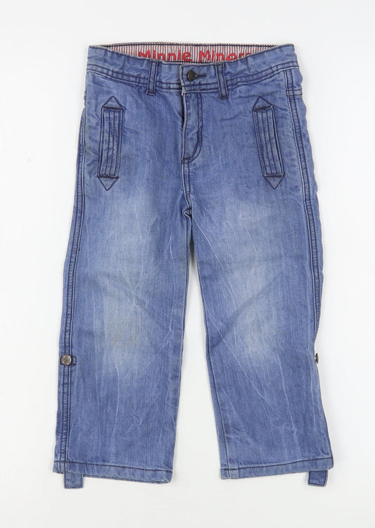 Minnie Mouse Boys Blue  Cotton Straight Jeans Size 2-3 Years  Regular Button