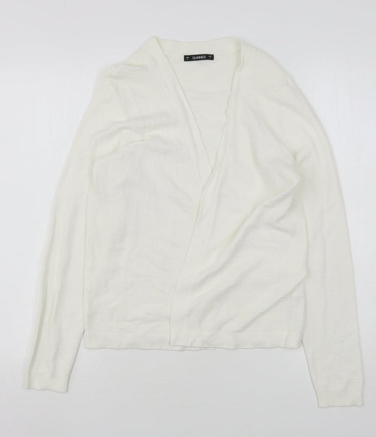 Dunnes Stores Womens White V-Neck  Viscose Cardigan Jumper Size S