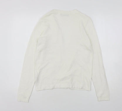 Dunnes Stores Womens White V-Neck  Viscose Cardigan Jumper Size S