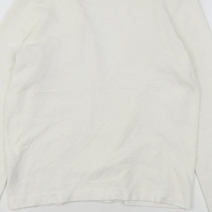Dunnes Stores Womens White V-Neck  Viscose Cardigan Jumper Size S