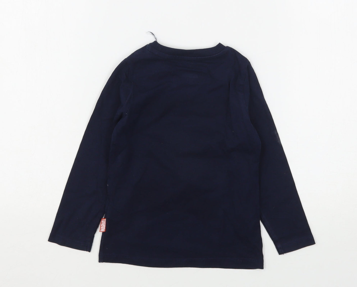 Marks and Spencer Boys Blue Geometric Cotton Basic T-Shirt Size 2-3 Years Round Neck  - Avengers