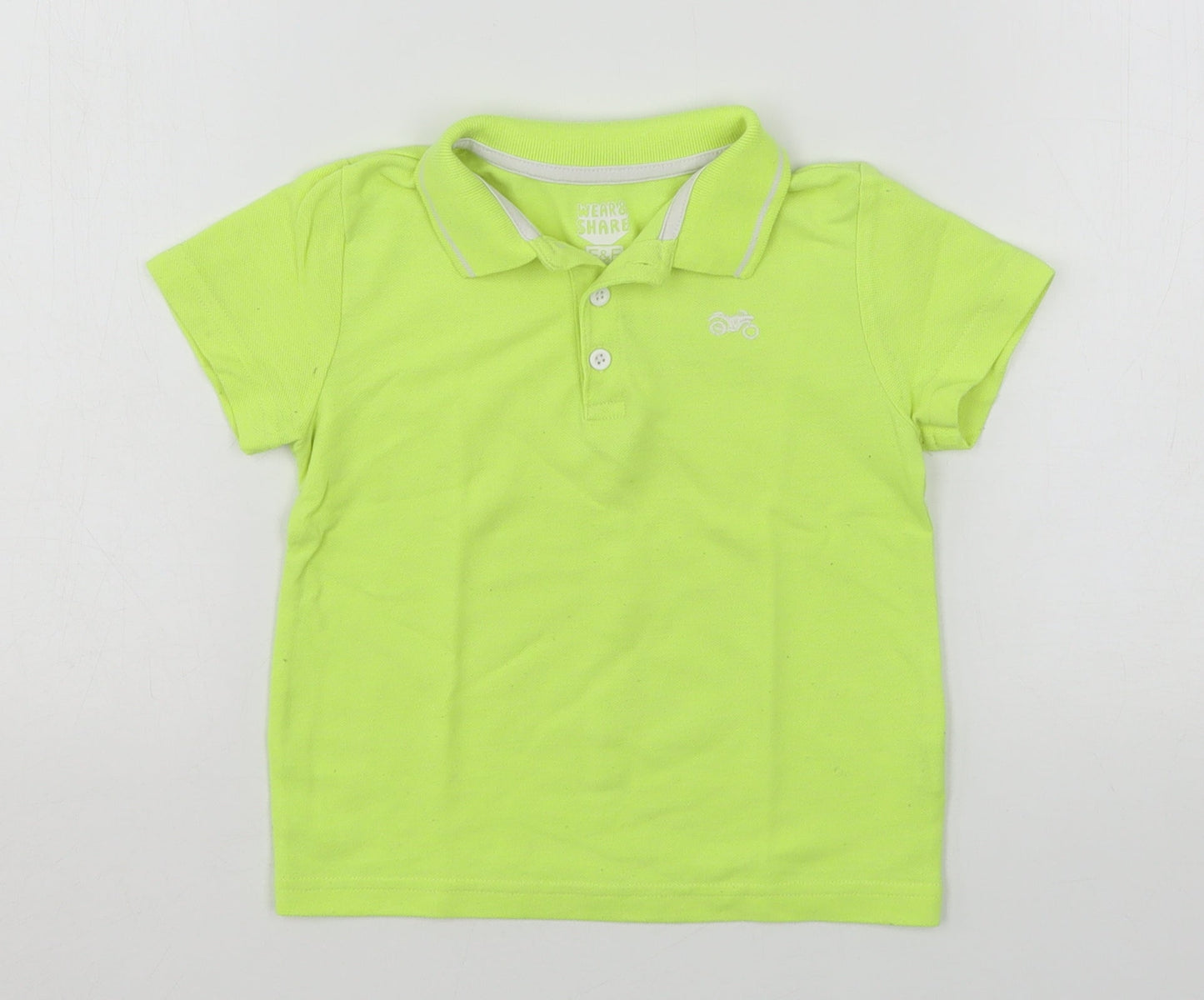 F&F Boys Green  Cotton Basic Polo Size 2-3 Years Collared