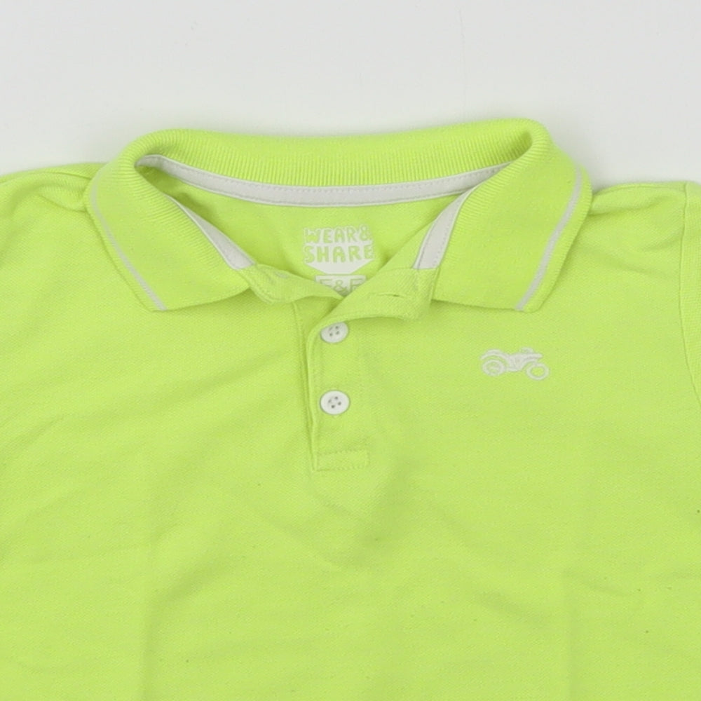 F&F Boys Green  Cotton Basic Polo Size 2-3 Years Collared