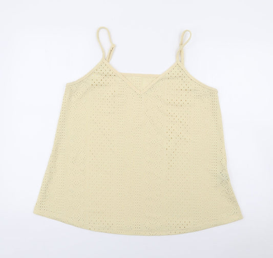 SheIn Womens Yellow Geometric Polyester Camisole Tank Size 14 V-Neck