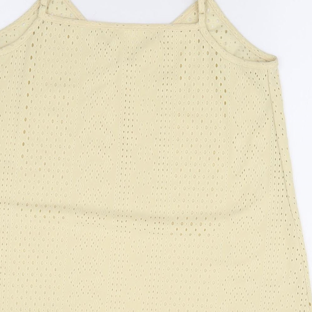 SheIn Womens Yellow Geometric Polyester Camisole Tank Size 14 V-Neck