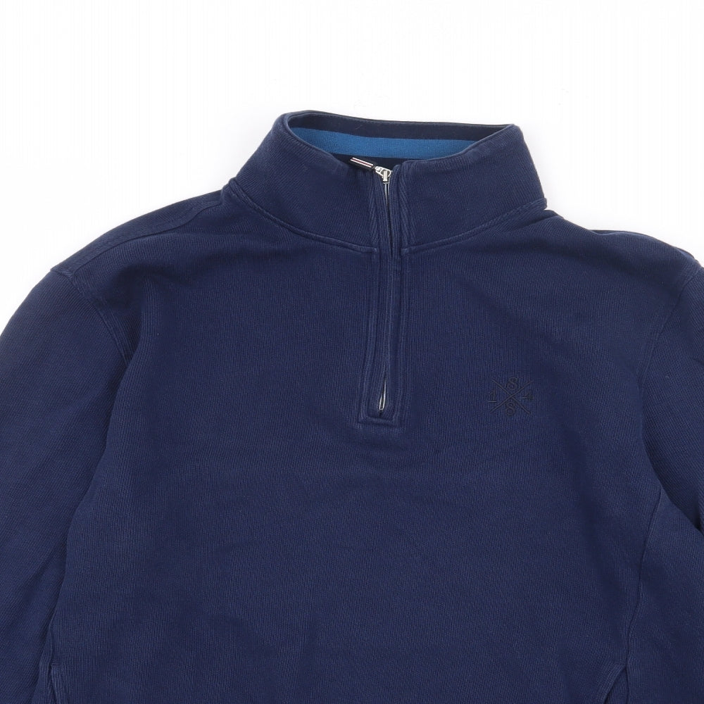 Marks and Spencer Mens Black High Neck  Cotton Pullover Jumper Size M