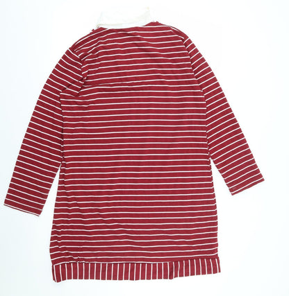 Tofisa Womens Red Striped Viscose Shirt Dress  Size 16  Collared Pullover