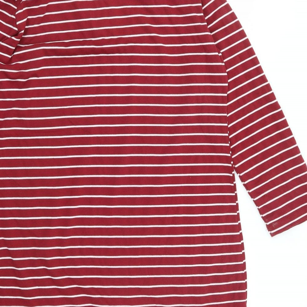 Tofisa Womens Red Striped Viscose Shirt Dress  Size 16  Collared Pullover