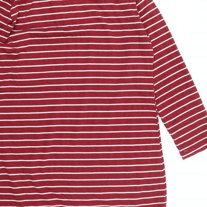 Tofisa Womens Red Striped Viscose Shirt Dress  Size 16  Collared Pullover