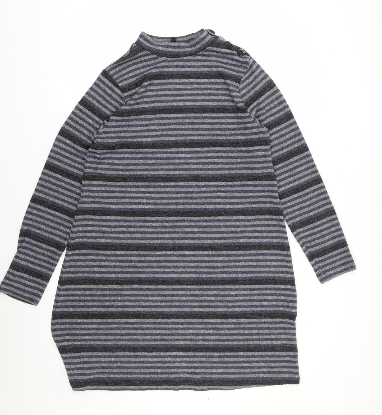 Peacocks Womens Multicoloured Striped Polyester Jumper Dress  Size 12  Mock Neck Pullover