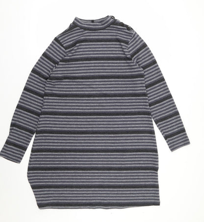Peacocks Womens Multicoloured Striped Polyester Jumper Dress  Size 12  Mock Neck Pullover
