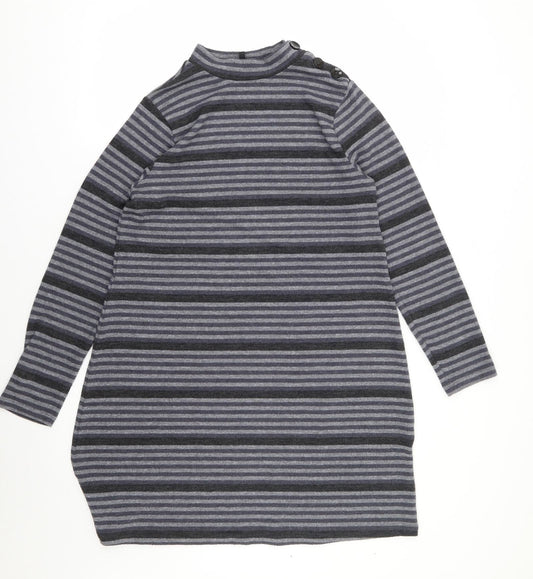Peacocks Womens Multicoloured Striped Polyester Jumper Dress  Size 12  Mock Neck Pullover