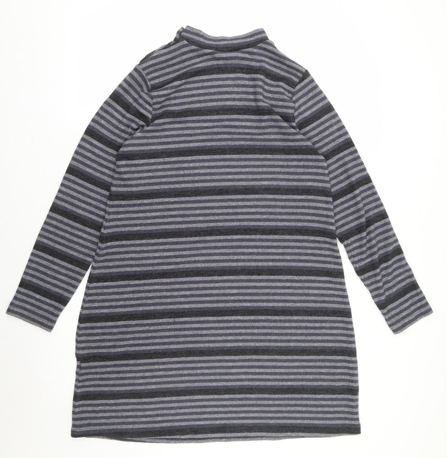 Peacocks Womens Multicoloured Striped Polyester Jumper Dress  Size 12  Mock Neck Pullover