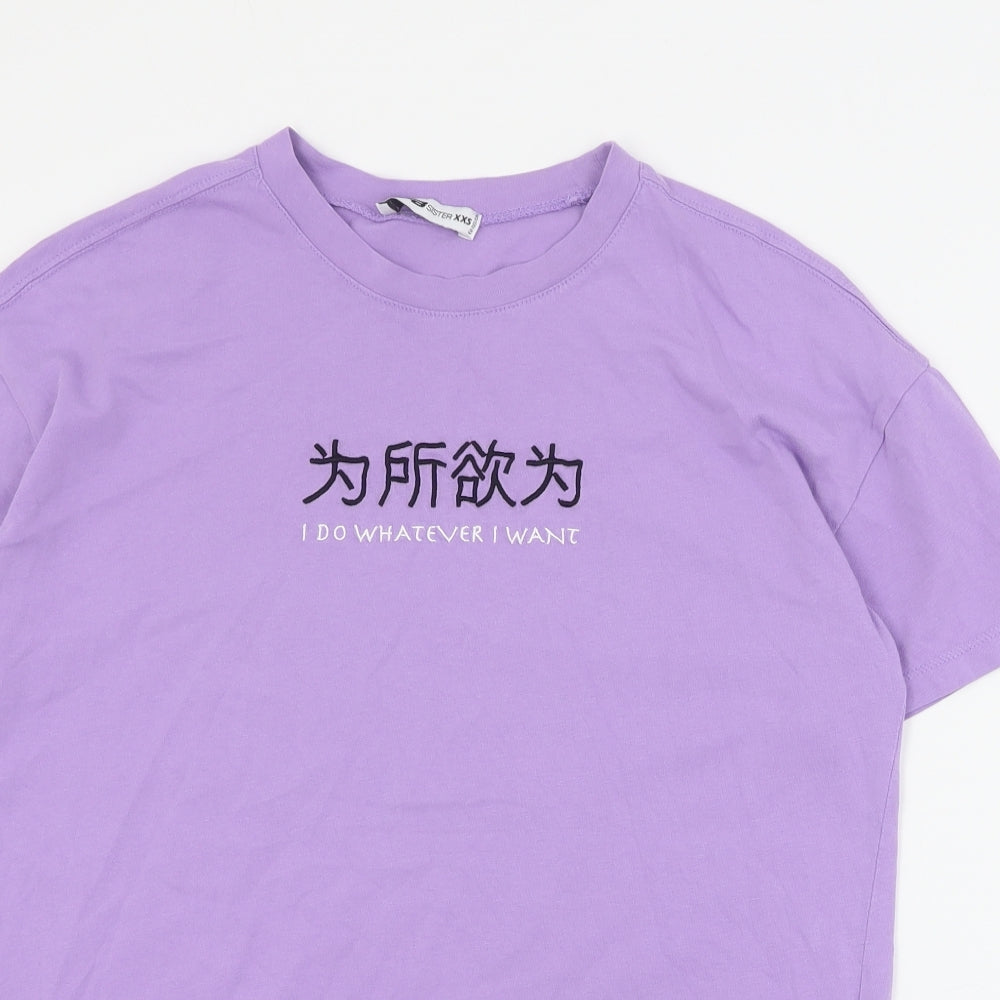 Womens UK Size 2XS FB Sister Purple Basic T-Shirt