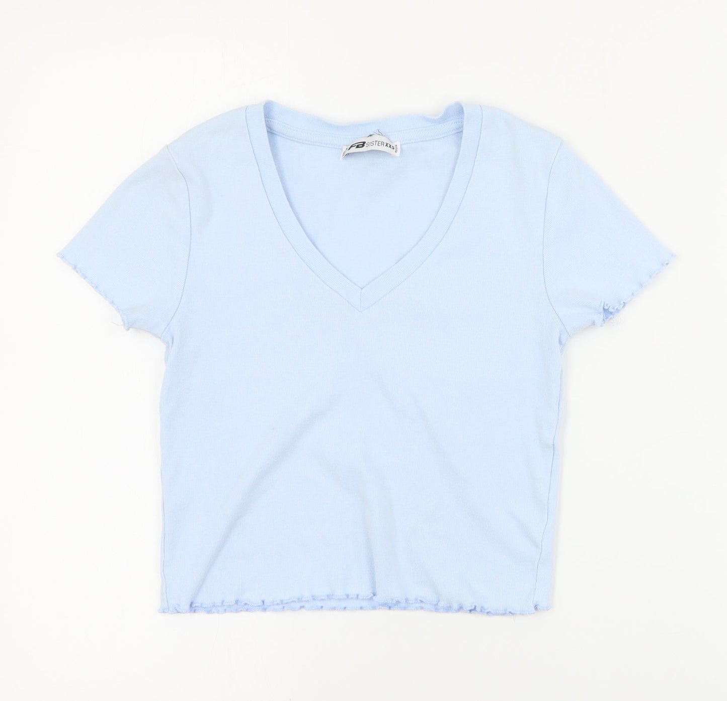 Womens UK Size 2XS FB Sister Blue Cropped T-Shirt