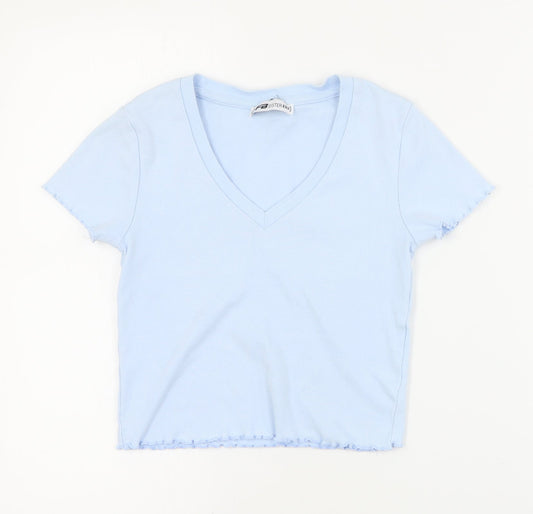 Womens UK Size 2XS FB Sister Blue Cropped T-Shirt