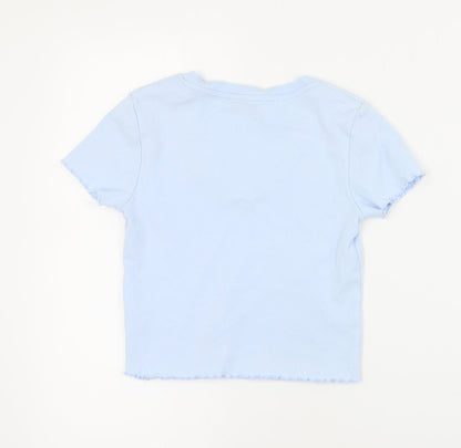 Womens UK Size 2XS FB Sister Blue Cropped T-Shirt