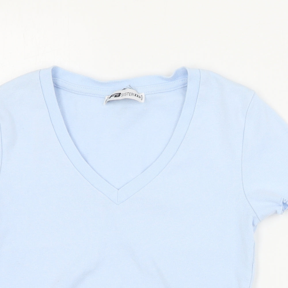 Womens UK Size 2XS FB Sister Blue Cropped T-Shirt