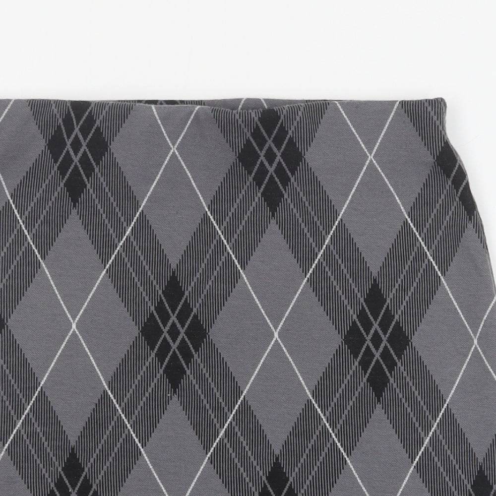 New Look Womens Grey Argyle/Diamond Polyester Mini Skirt Size 8