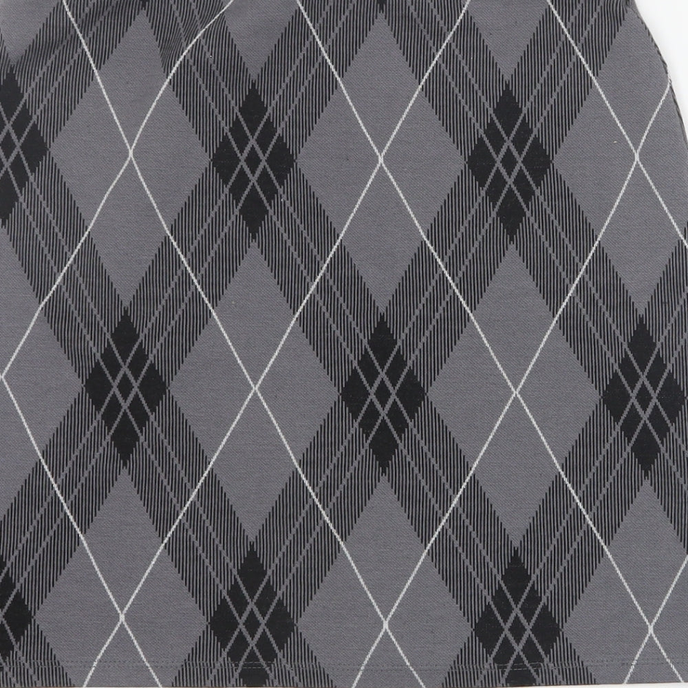 New Look Womens Grey Argyle/Diamond Polyester Mini Skirt Size 8