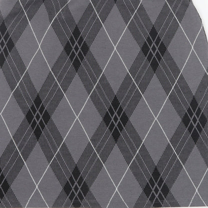 New Look Womens Grey Argyle/Diamond Polyester Mini Skirt Size 8