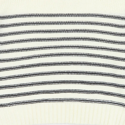 New Look Womens Ivory Round Neck Striped Acrylic Pullover Jumper Size L   - Cropped