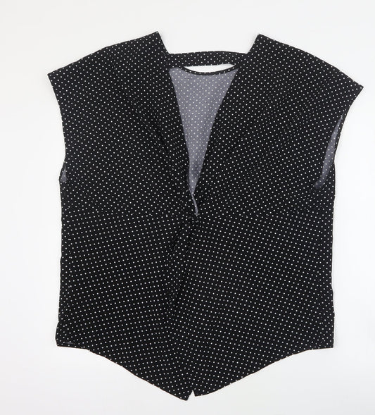 SheIn Womens Black Polka Dot Polyester Basic Blouse Size 3XL V-Neck