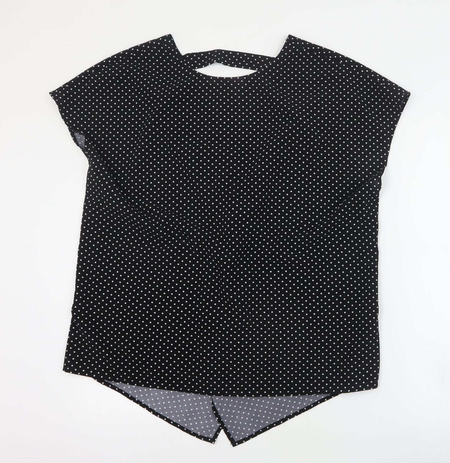 SheIn Womens Black Polka Dot Polyester Basic Blouse Size 3XL V-Neck