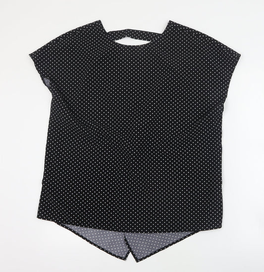 SheIn Womens Black Polka Dot Polyester Basic Blouse Size 3XL V-Neck
