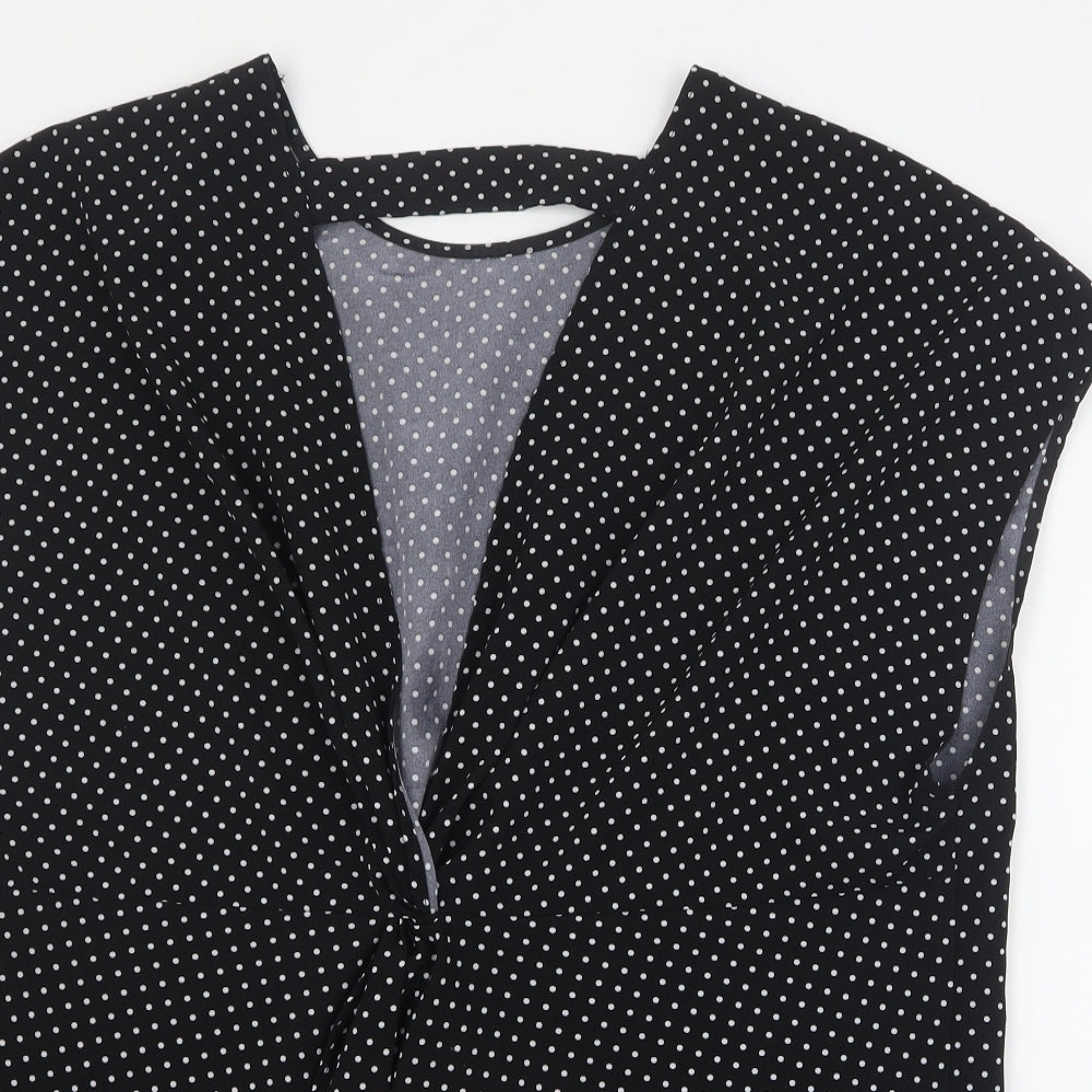 SheIn Womens Black Polka Dot Polyester Basic Blouse Size 3XL V-Neck