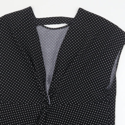 SheIn Womens Black Polka Dot Polyester Basic Blouse Size 3XL V-Neck