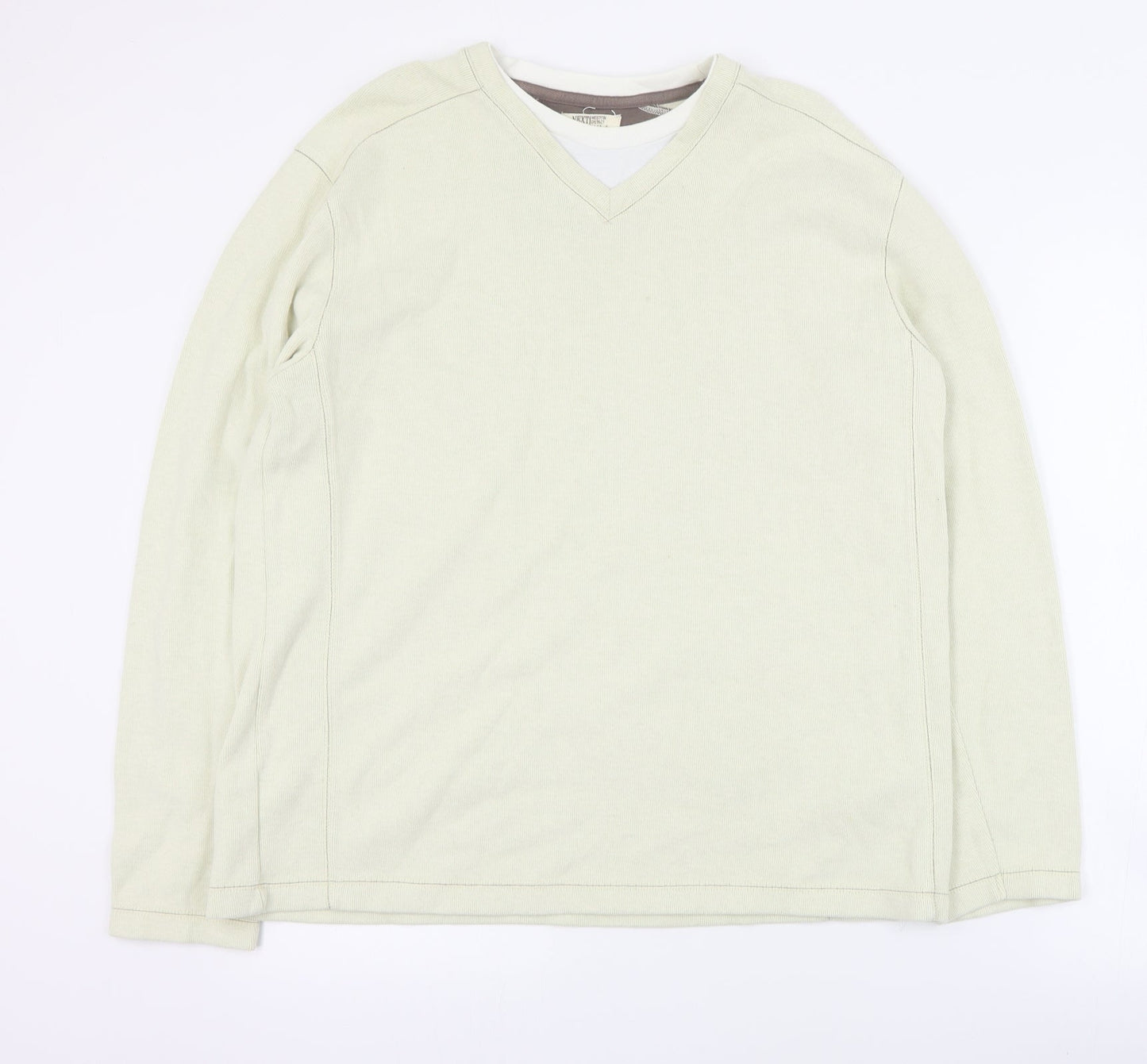 NEXT Mens Beige Round Neck  Cotton Pullover Jumper Size L
