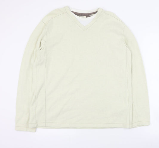 NEXT Mens Beige Round Neck  Cotton Pullover Jumper Size L