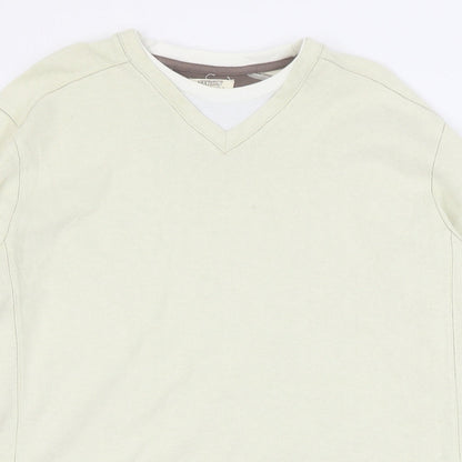 NEXT Mens Beige Round Neck  Cotton Pullover Jumper Size L