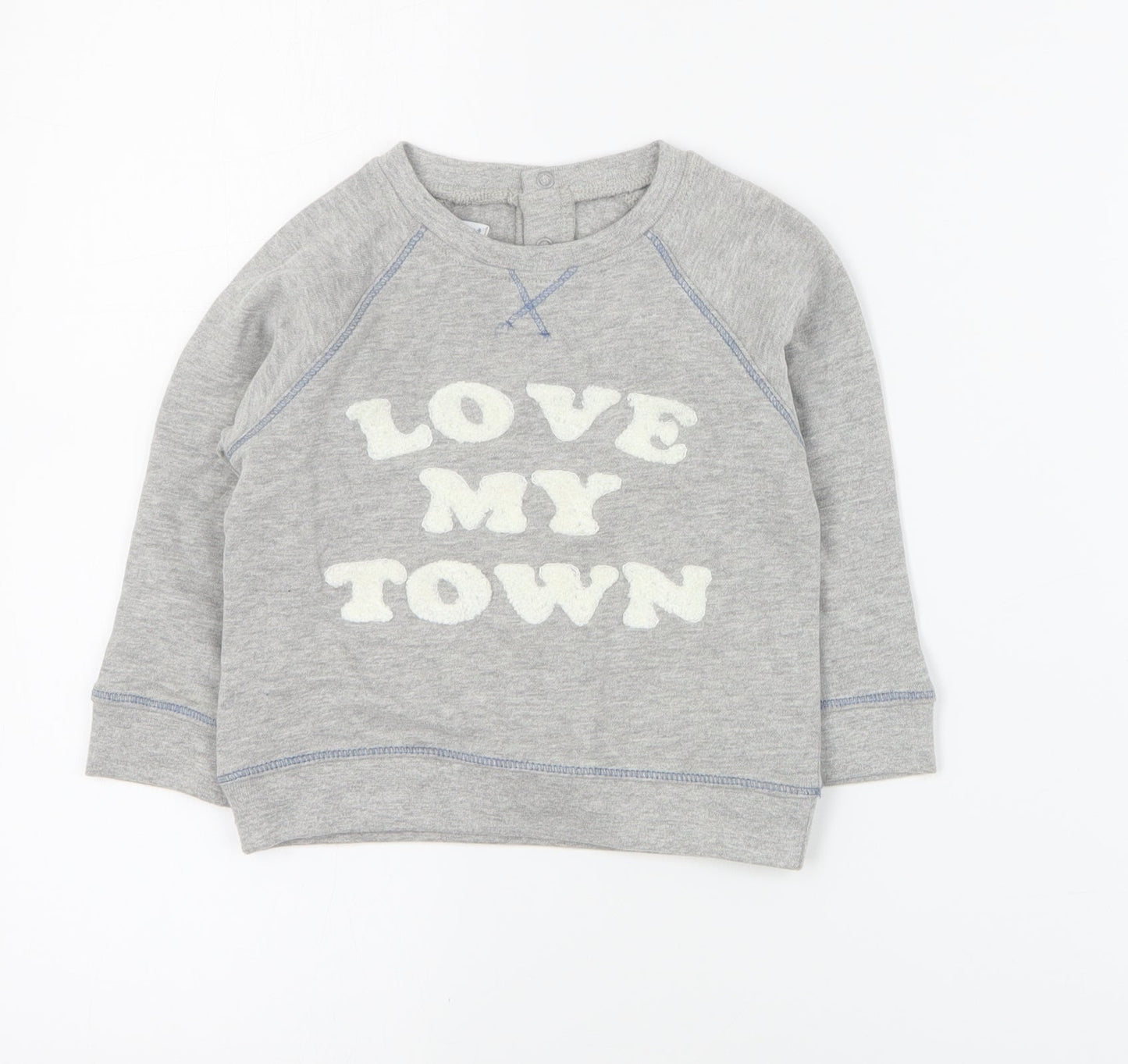 Vertbaudet Baby Grey  Cotton Pullover Jumper Size 12-18 Months  Snap
