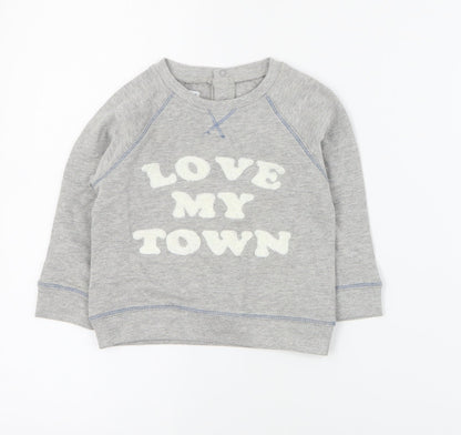 Vertbaudet Baby Grey  Cotton Pullover Jumper Size 12-18 Months  Snap