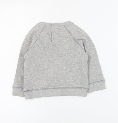 Vertbaudet Baby Grey  Cotton Pullover Jumper Size 12-18 Months  Snap