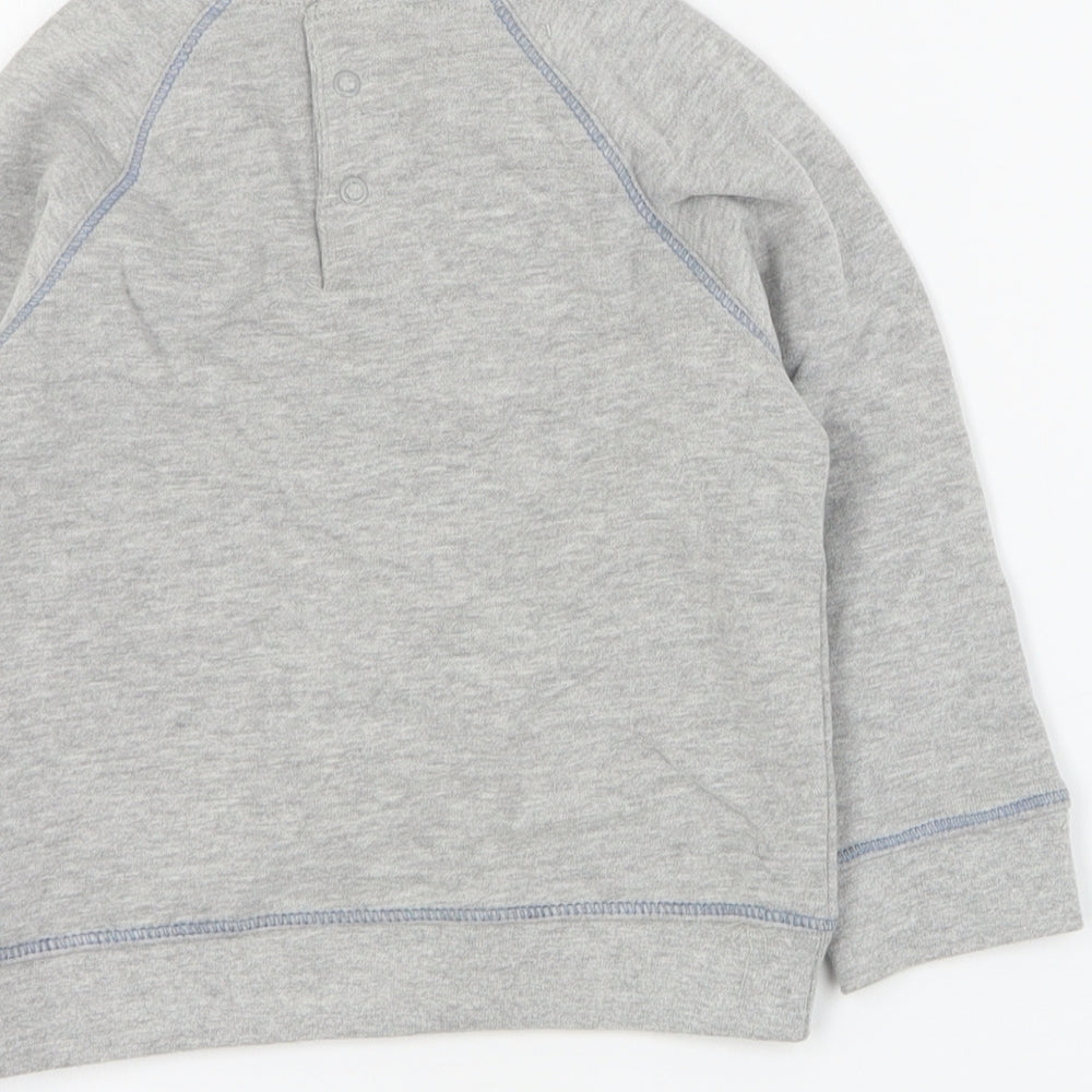 Vertbaudet Baby Grey  Cotton Pullover Jumper Size 12-18 Months  Snap