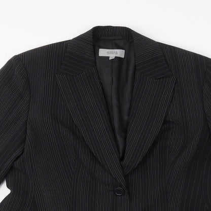Marks and Spencer Womens Black Striped  Jacket Blazer Size 14