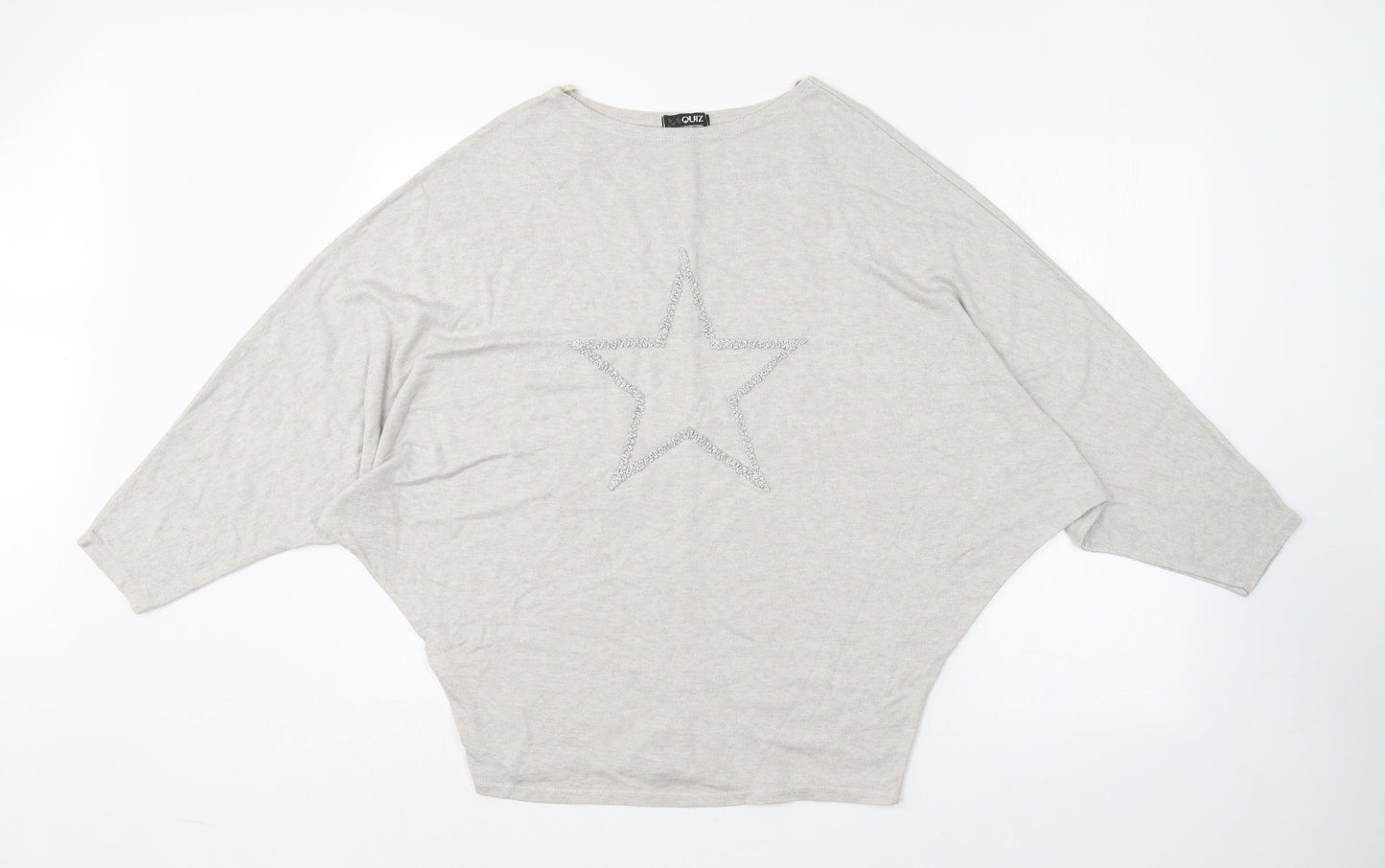 Quiz Womens Grey  Acrylic Basic T-Shirt Size 10 Round Neck