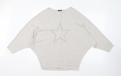 Quiz Womens Grey  Acrylic Basic T-Shirt Size 10 Round Neck