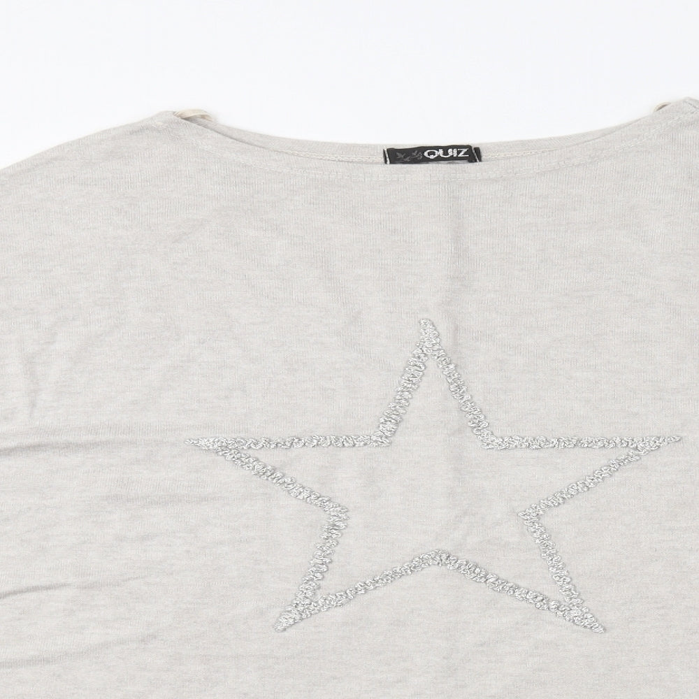 Quiz Womens Grey  Acrylic Basic T-Shirt Size 10 Round Neck