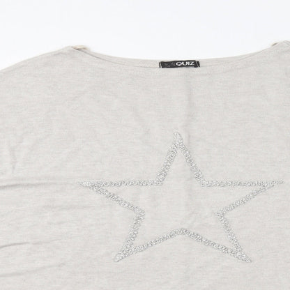 Quiz Womens Grey  Acrylic Basic T-Shirt Size 10 Round Neck