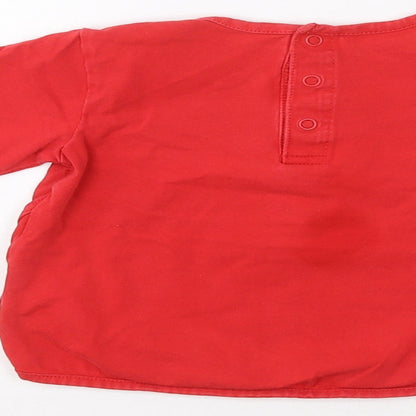 UBS 2 Baby Red  Cotton Basic T-Shirt Size 12-18 Months Round Neck