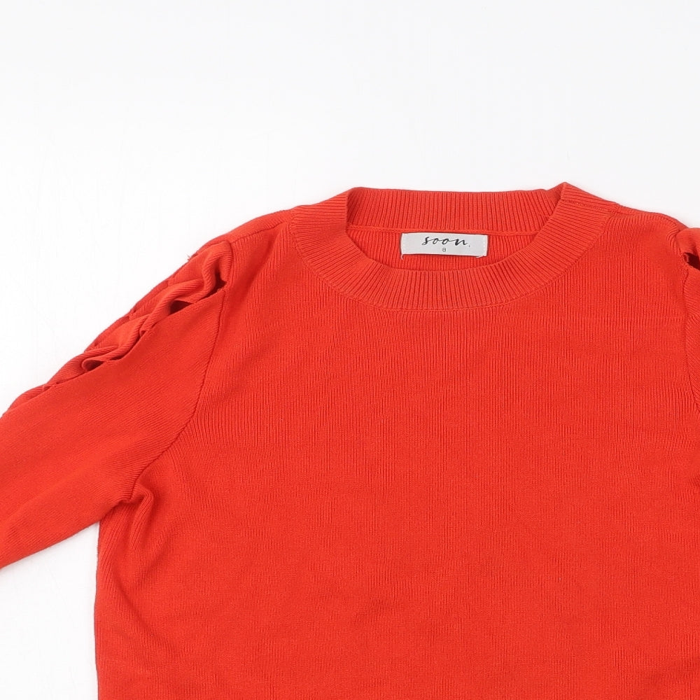 Womens UK Size 8 Soon Red Pullover Jumper
